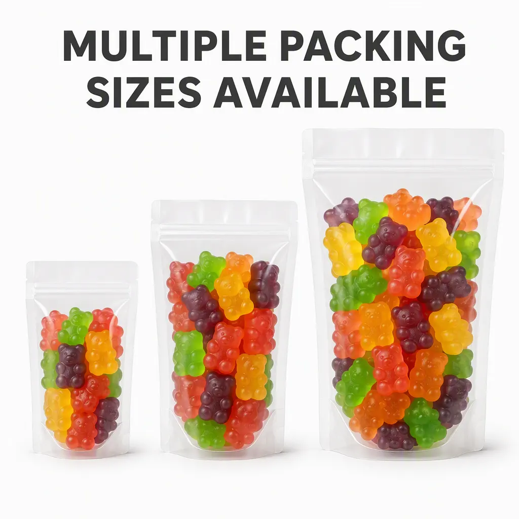 Halal Gummy Bear Candy Bulk Wholesale Cartoon Shape Soft Jelly Sweets OEM Custom Flavor Chewy Low-Sugar Fruit Gummies Bag