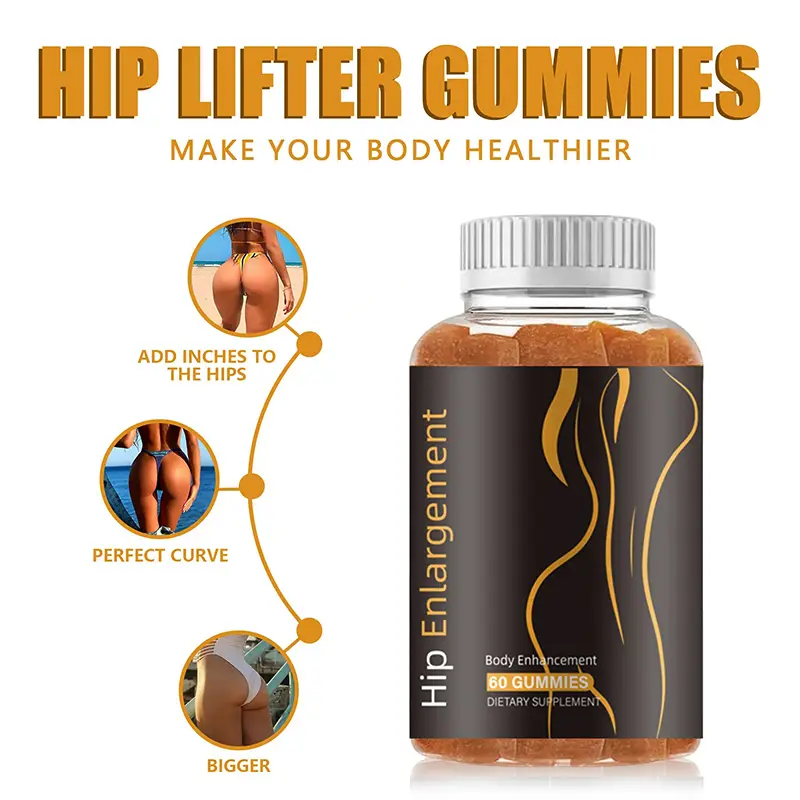 Booty Gummies for Big Butt and HIPS Bigger Butt Gummies for Natural Curves Bum Support Gummies 60 Count.
