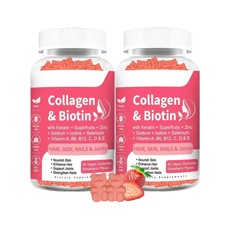 Private Label Multi Collagen Gummies Biotin Gummies Collagen Supplements for Women Supports Hair Growth Skin Nails