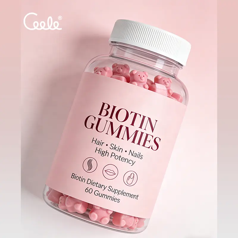 OEM Wholesale Hair Skin and Nails Gummies Biotin Beauty Hair Growth Vitamin Gummies Nature Gummies Pousse Cheveux