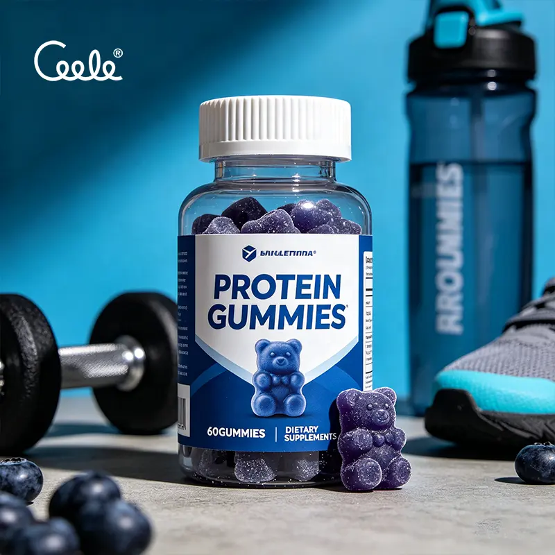 Healthy 60 Counts Whey Protein Gummies Halal Vegan Formula Meets Multiple Dietary Needs for International Market Buyers