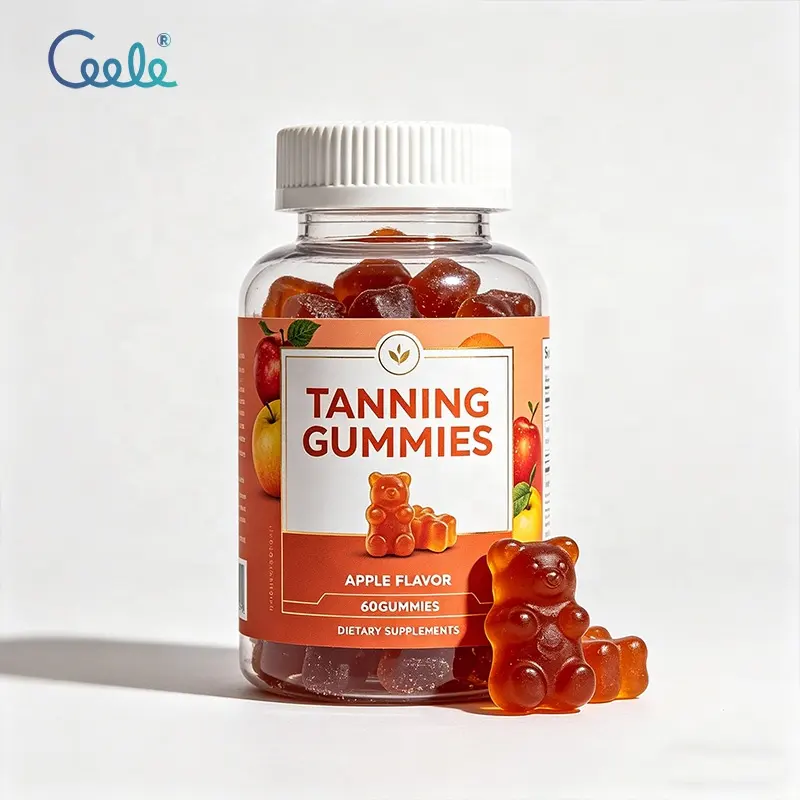 Custom Private Label Nutrient Blended Tanning Gummies Fruity Flavor Candy Formula Gluten Free Clean Raw Material for Supply