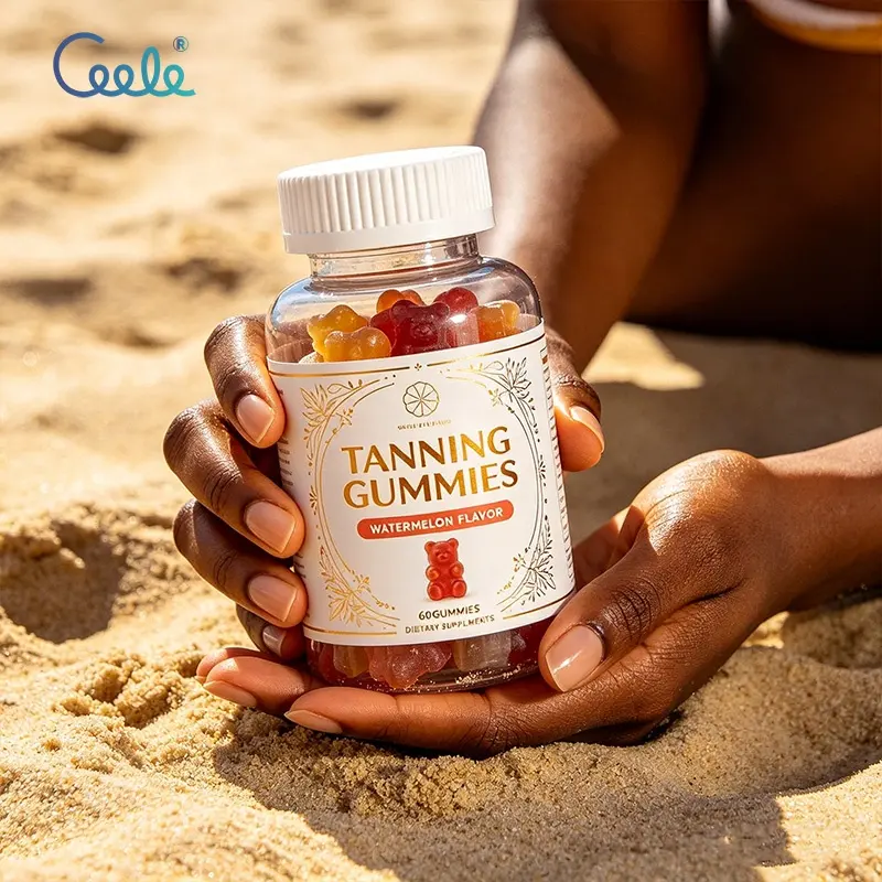 Custom Private Label Nutrient Blended Tanning Gummies Fruity Flavor Candy Formula Gluten Free Clean Raw Material for Supply