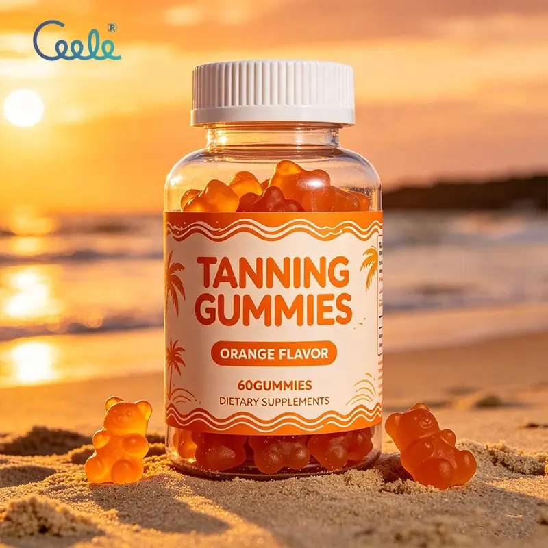 Custom Private Label Nutrient Blended Tanning Gummies Fruity Flavor Candy Formula Gluten Free Clean Raw Material for Supply