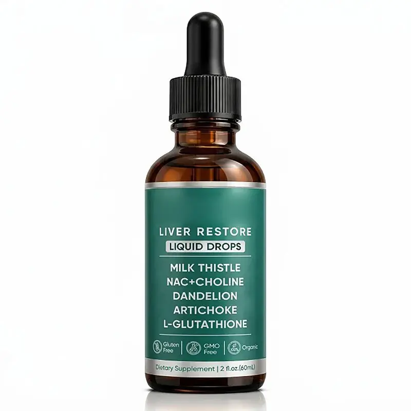 OEM ODM 30ml Adult Liver Restore Drops Vitamin Milk Thistle Seed Oil Dropper Oral Liquid Improved Bone Density Liver Health