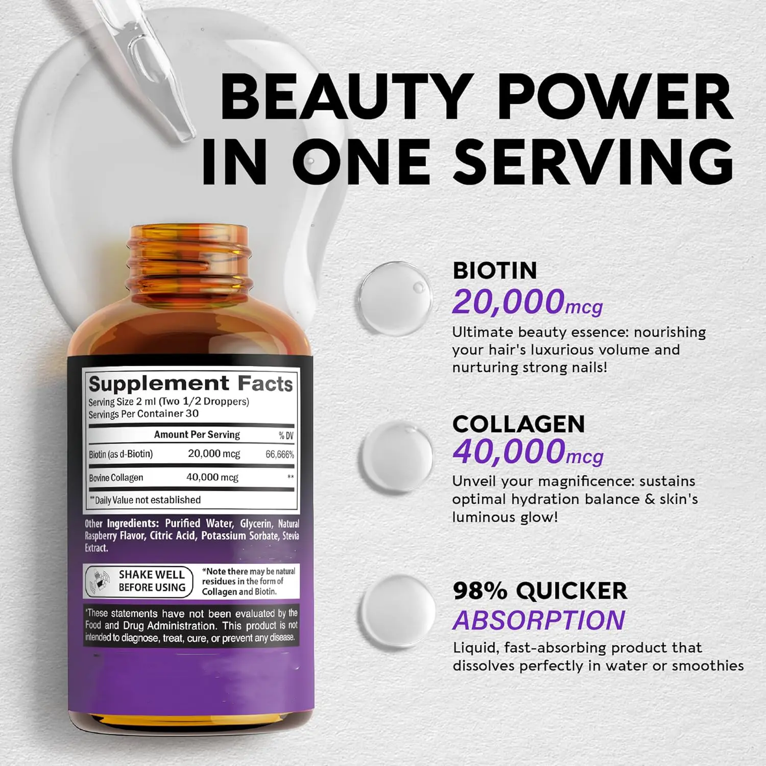 Hot-selling Collagen Drops Oral Liquid for Adults-Improved Bone Density 60ml Direct Manufacturer OEM Supported