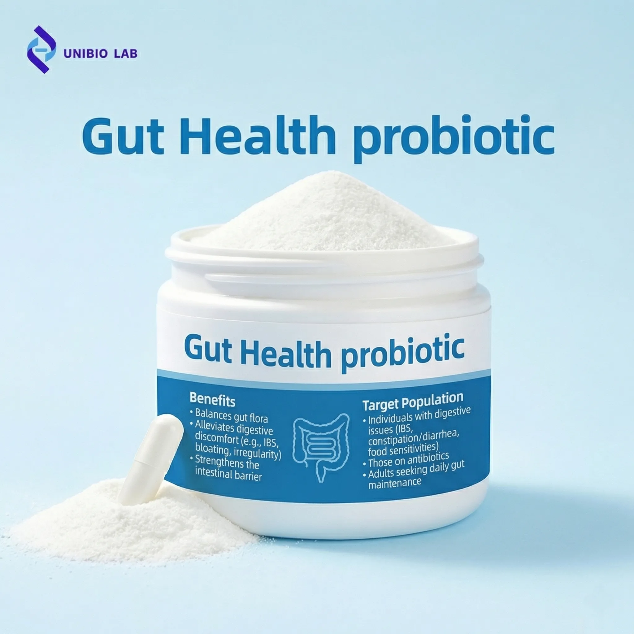 ODM Gut Health Probiotic B. Longum CCFM760 L. Plantarum CCFM602 B.breve CCFM683 Probiotic Powder