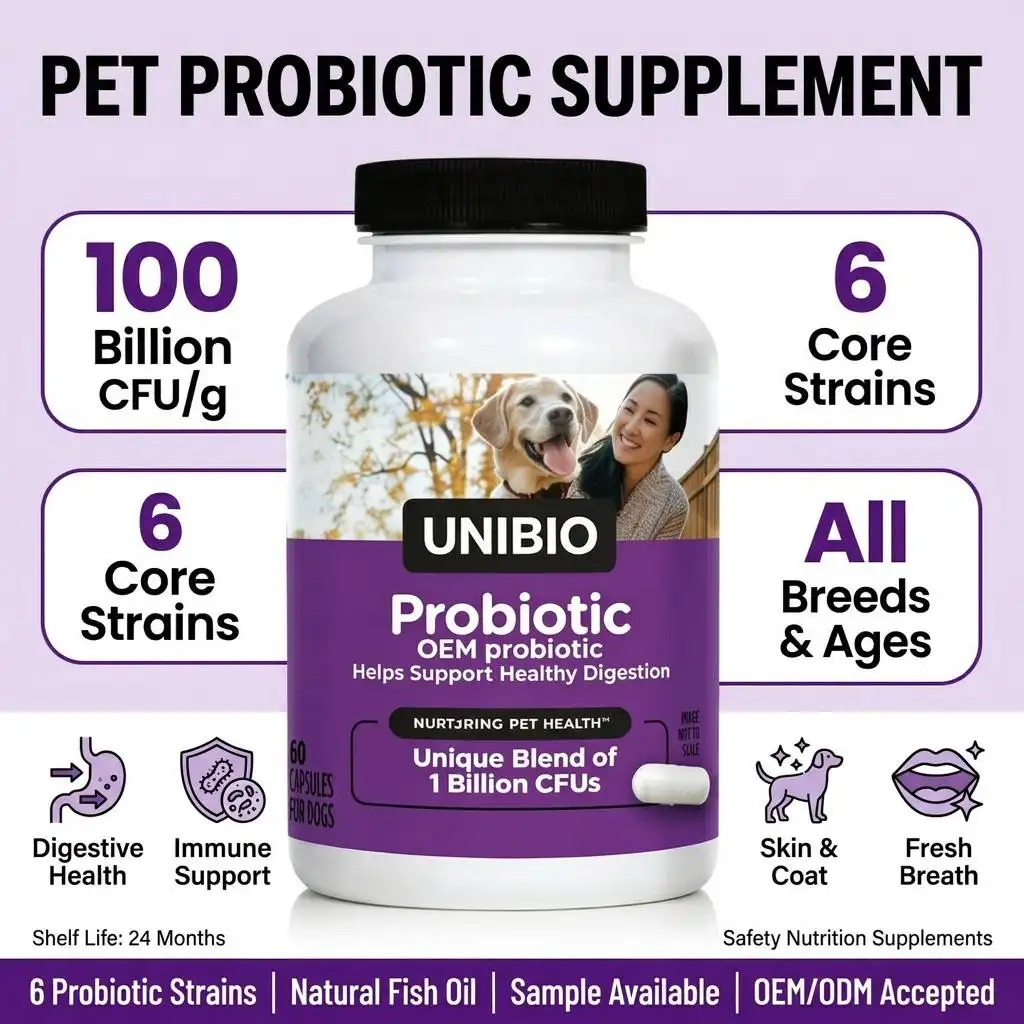 Pet Probiotics Granules CCFM760 CCFM1143 Gut Health Formula for Puppy Adult Senior Dogs and Cats Nutrient Absorption Support