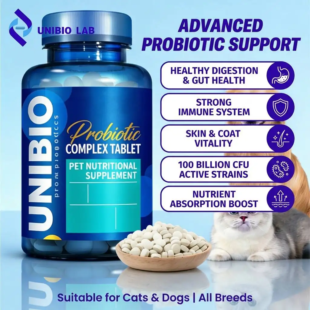 Pet Probiotic Supplement Capsule 100B CFU 6 Strains Gut Digestive Immune Health for Cats Dogs All Breeds All Ages OEM