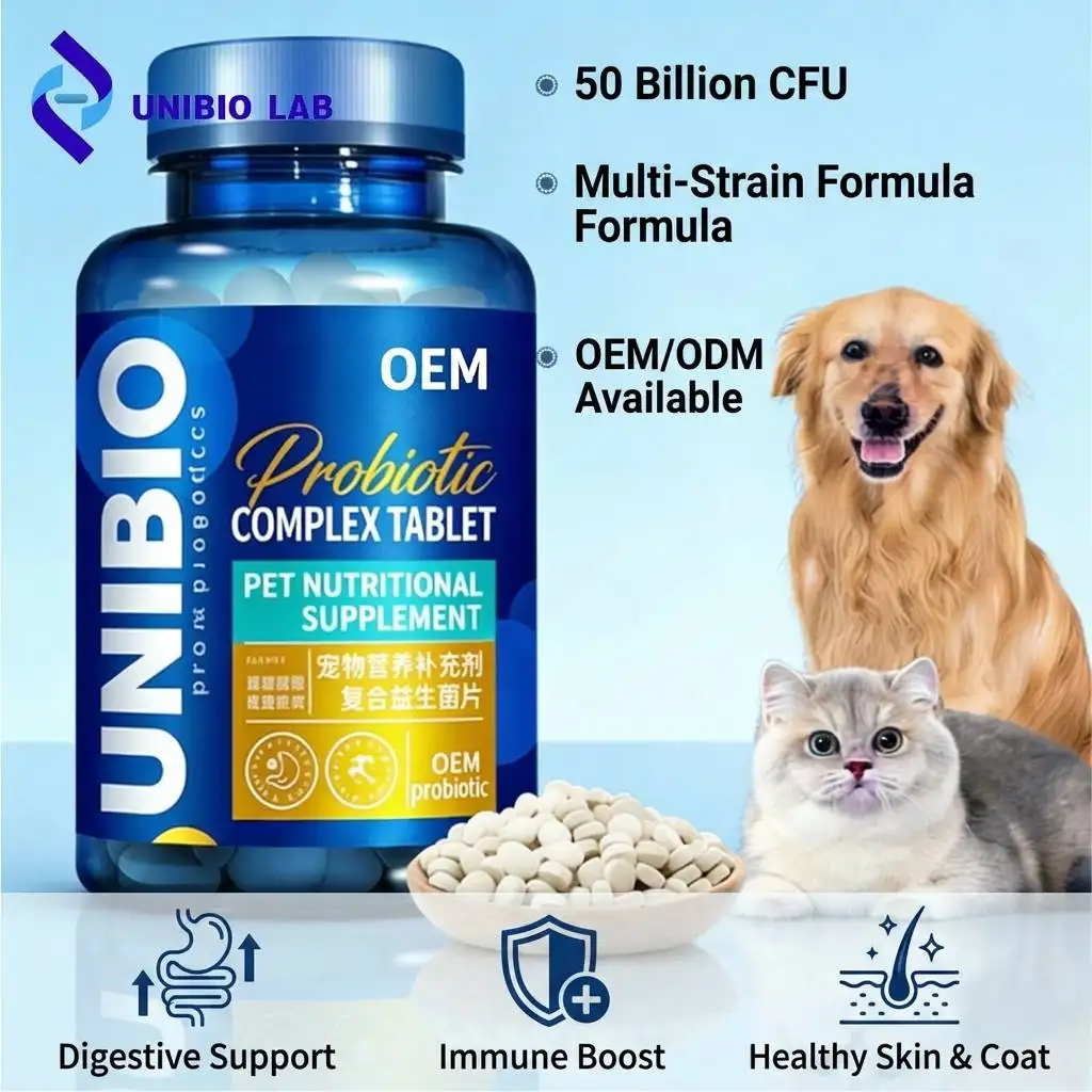 Pet Probiotic Supplement Capsule 100B CFU 6 Strains Gut Digestive Immune Health for Cats Dogs All Breeds All Ages OEM