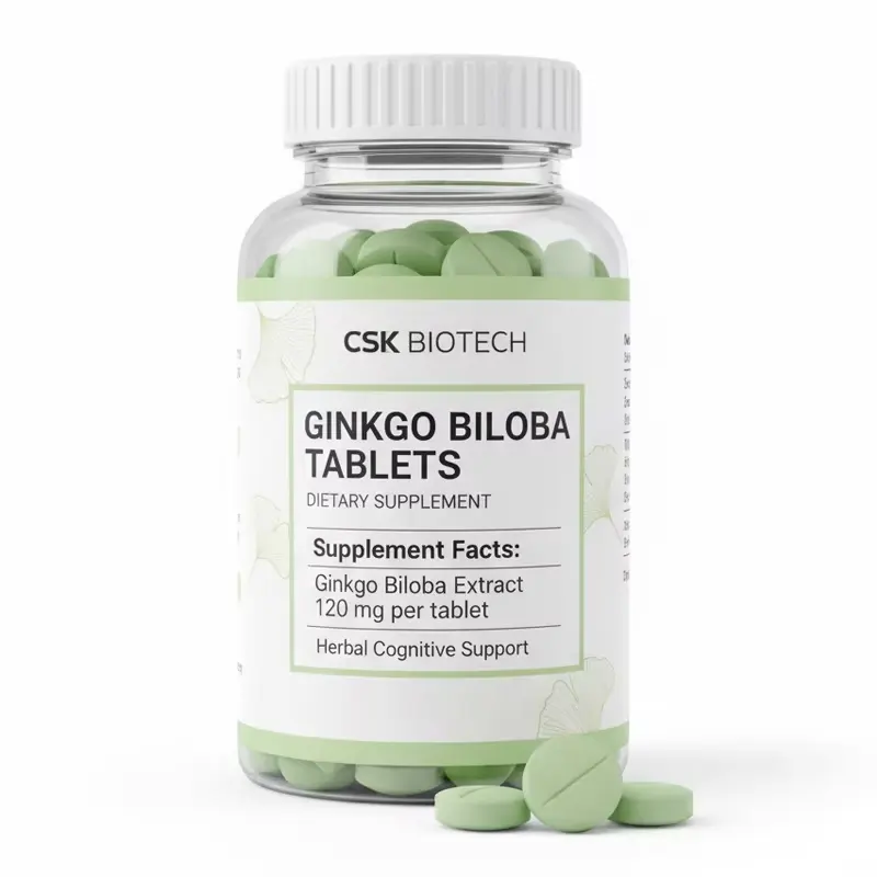 Ginkgo Biloba Extract Tablets 24% Flavone Glycosides 6% Terpene Lactones Cognitive Circulation Health Support Vegan OEM ODM