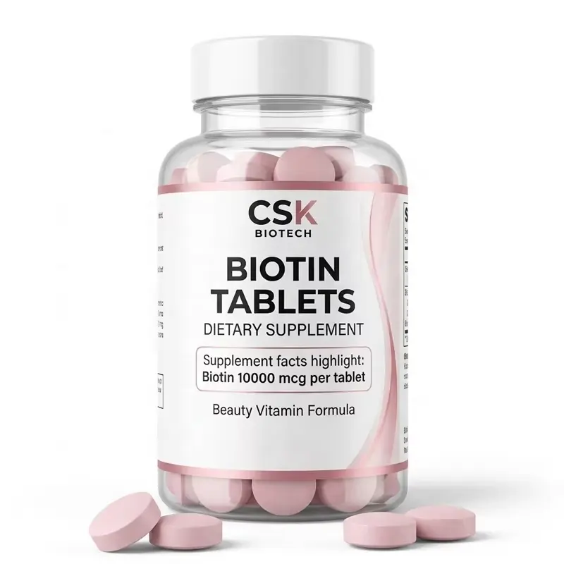 Biotin Tablets 5000mcg 10000mcg Adult Hair Skin Nails Vegan Supplement OEM ODM Private Label Contract Manufacturing Vitamin
