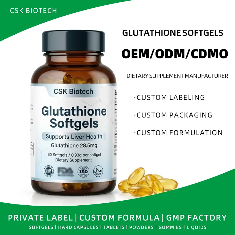 Glutathione Softgel Capsules Adult Supplement Supports Antioxidant Liver Function Non-GMO Vegan-Friendly 60 Count Private Label