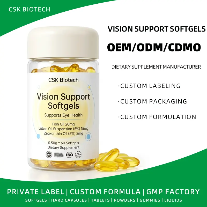 Vision Support Softgels Supplement Supports Eye Health OEM ODM Private Label Contract Manufacturer Custom Formula