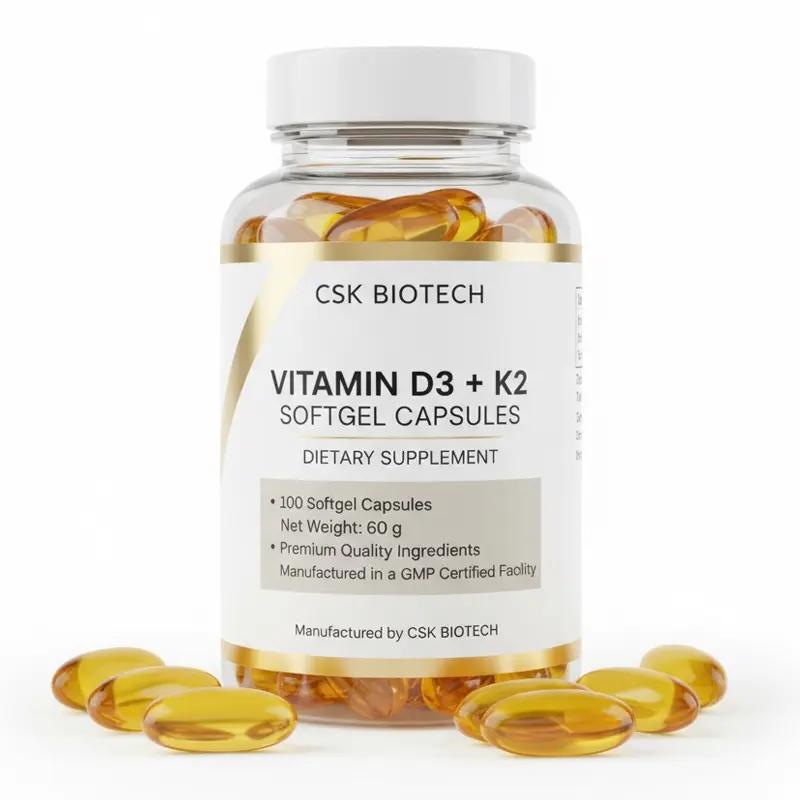 Vitamin D3 K2 Softgels MK7 Bone Health Supplement Supports Calcium Absorption OEM ODM Private Label Custom Formula