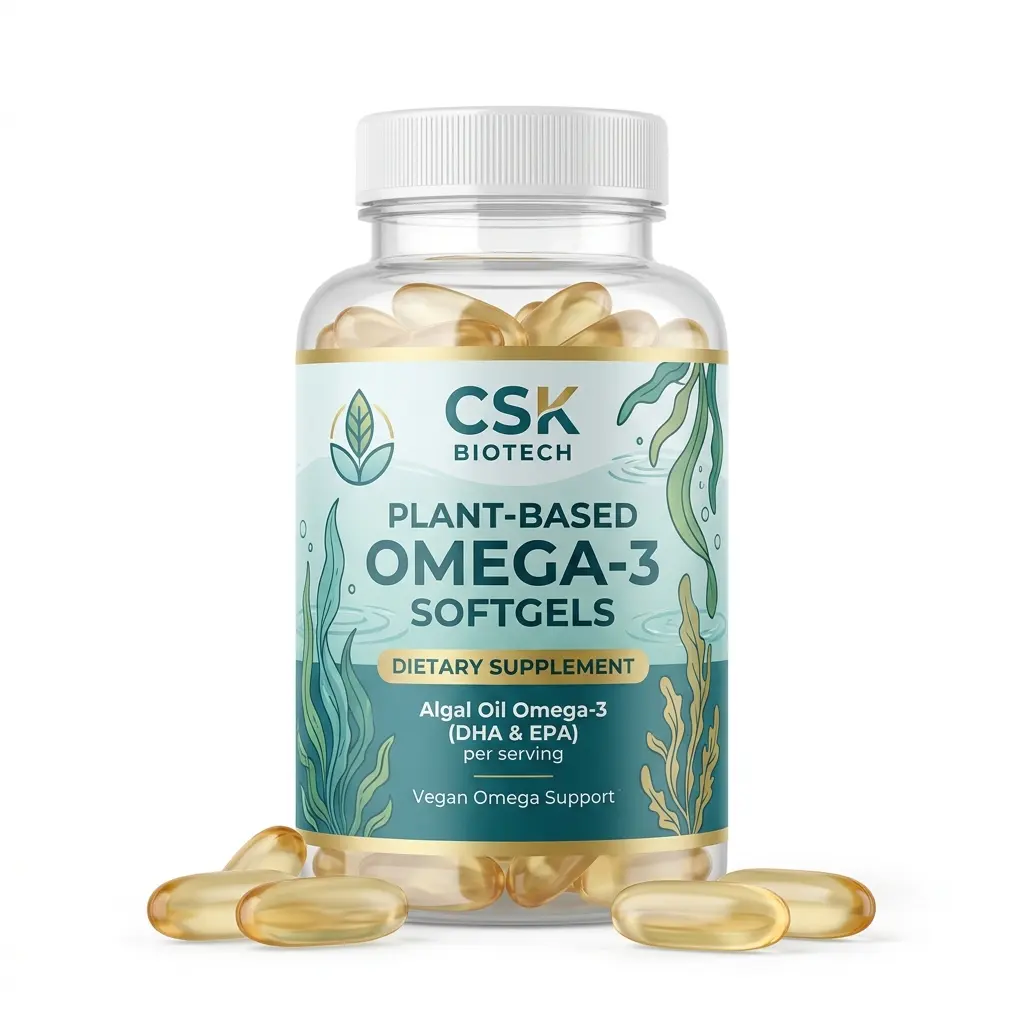 Algae Omega-3 Softgels OEM ODM Private Label Manufacturer DHA EPA Dietary Supplement Plant Based Low MOQ GMP Certified