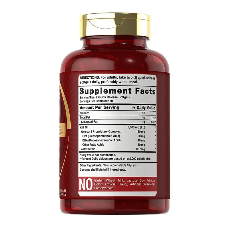 OEM ODM Hot Products Krill Oil Softgel Capsules with EPA/DHA & Astaxanthin 120 Count for All
