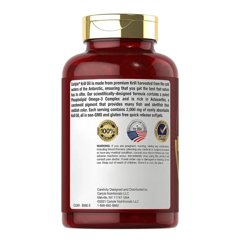 OEM ODM Hot Products Krill Oil Softgel Capsules with EPA/DHA & Astaxanthin 120 Count for All