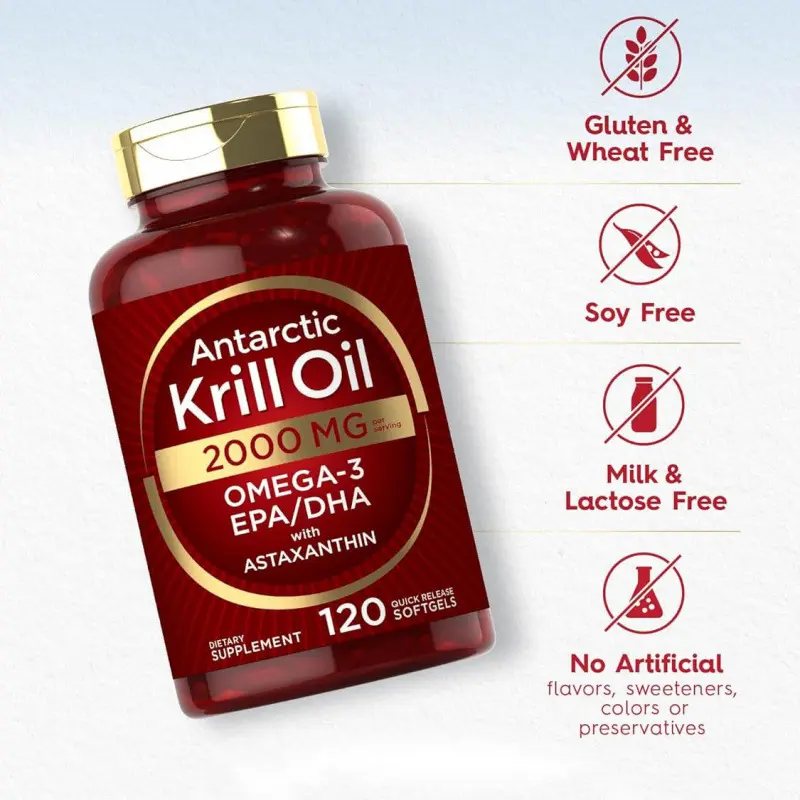 OEM ODM Hot Products Krill Oil Softgel Capsules with EPA/DHA & Astaxanthin 120 Count for All