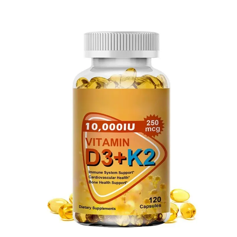 OEM Vitamin D3+K2 Softgel Capsules 120 Count Supports Improve Memory Sleep Antarctic Krill Oil 24-Month Shelf Life Customization