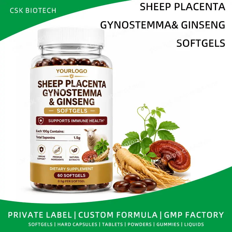 Private Label Sheep Placenta Gynostemma Ginseng Softgels OEM Immune Support Supplement Factory ODM Service