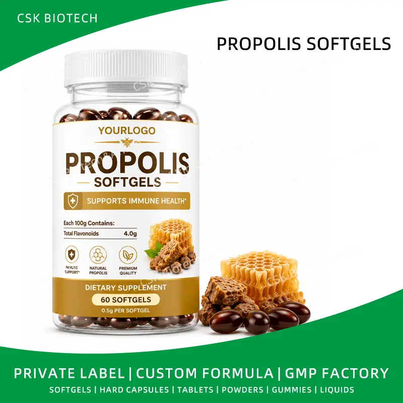 Private Label Propolis Softgels OEM Immune Support Capsule Supplement Factory ODM Manufacturing Service