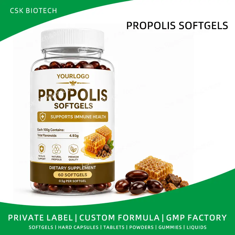 Private Label Propolis Softgels OEM Immune Support Capsule Supplement Factory ODM Manufacturing Service