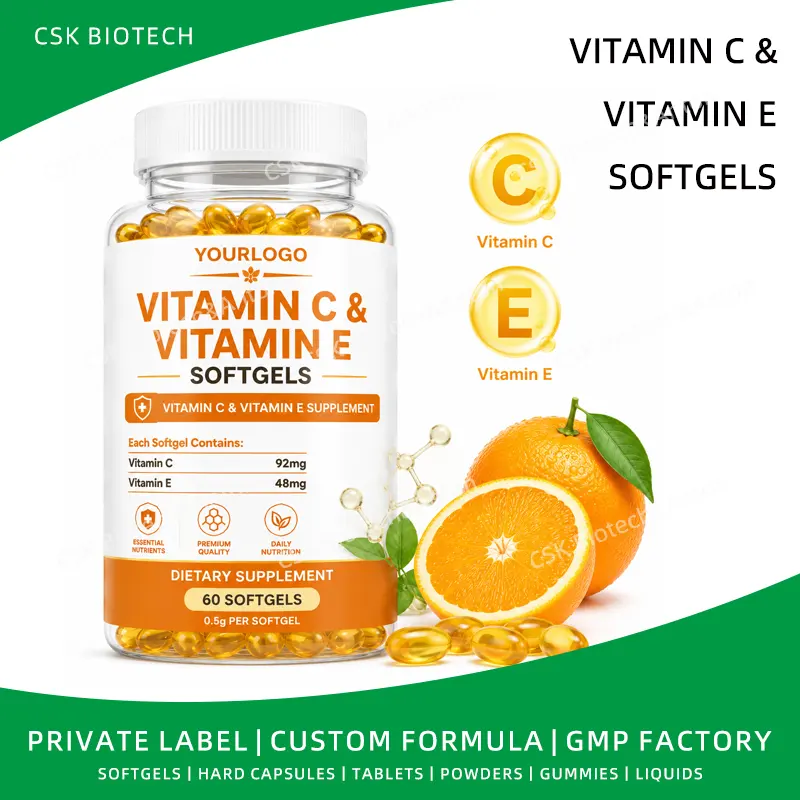 Vitamin C 500mg Softgels OEM ODM Private Label Custom Formulation Dietary Supplement Immune Antioxidant Support Manufacturer GMP
