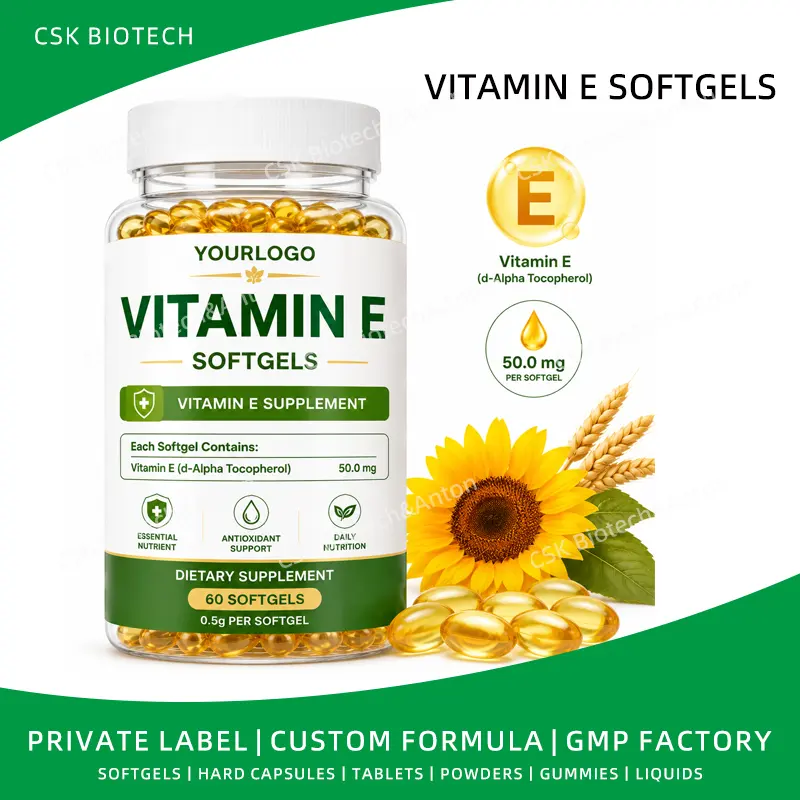 Private Label Vitamin E Softgels OEM Antioxidant Support Supplement Factory ODM Manufacturing Service