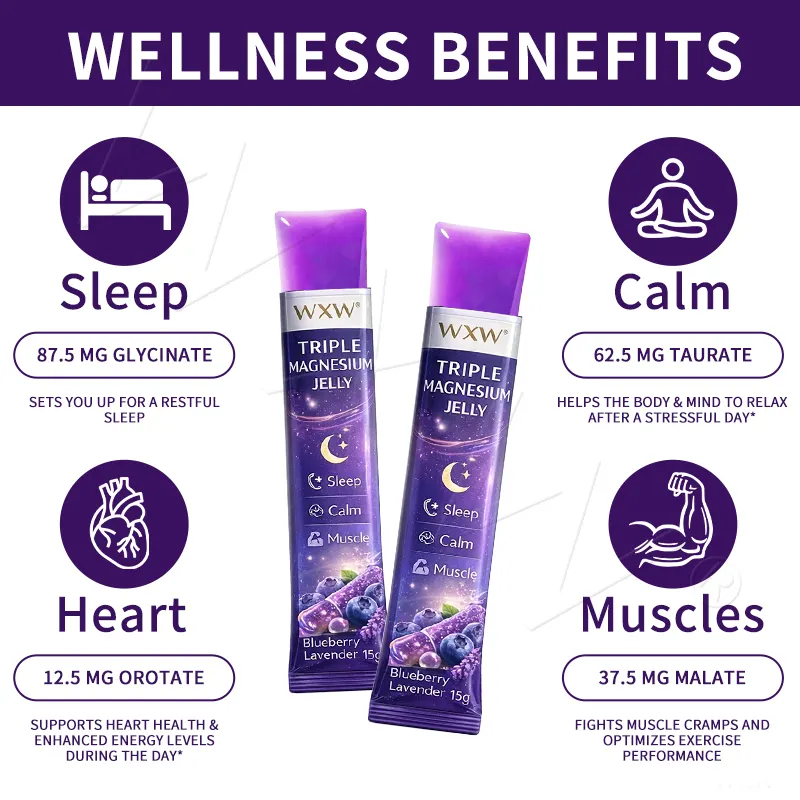 Triple Magnesium Jelly Reduces Stress Supports Deep Sleep Relaxes Muscles Night Recovery Formula Dietary Supplement