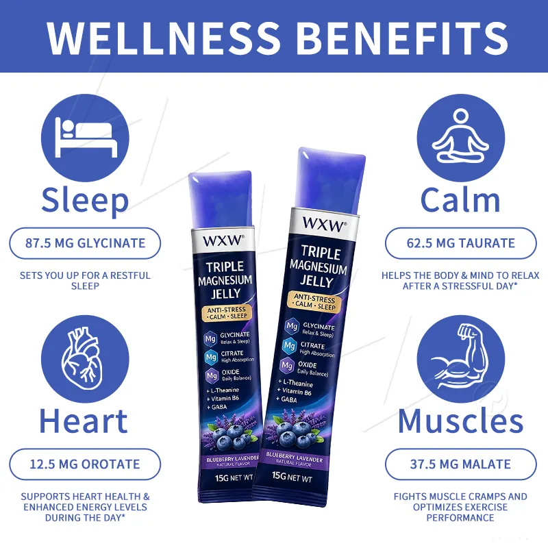 Customizable Triple Magnesium Jelly Stress Relief Deep Sleep Aid Muscle Relax Night Recovery Complex High Potency Supplement