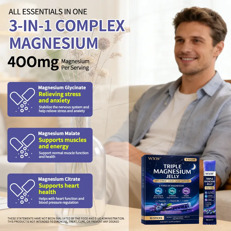 Customizable Triple Magnesium Jelly Stress Relief Deep Sleep Aid Muscle Relax Night Recovery Complex High Potency Supplement
