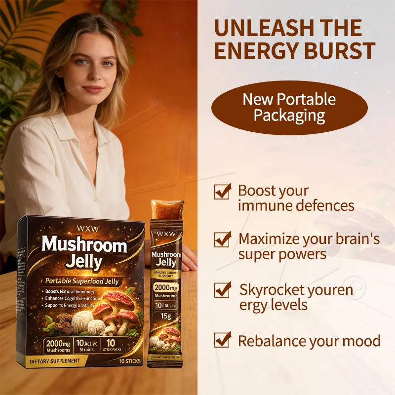 OEM Mushroom Complex Jelly Sticks 2000mg Lions Mane Reishi Extract Boosts Energy Focus Immune Support Private Label Manufacturer