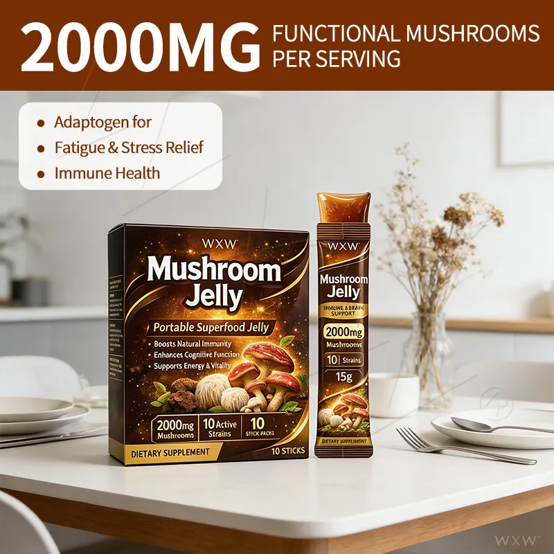 OEM Mushroom Complex Jelly Sticks 2000mg Lions Mane Reishi Extract Boosts Energy Focus Immune Support Private Label Manufacturer
