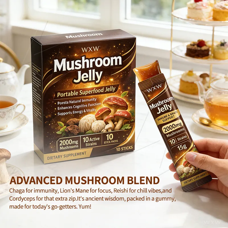 OEM Mushroom Complex Jelly Sticks 2000mg Lions Mane Reishi Extract Boosts Energy Focus Immune Support Private Label Manufacturer