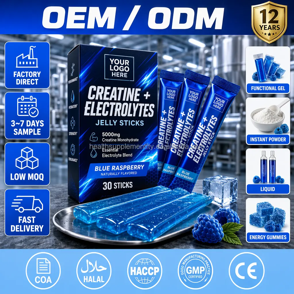OEM Creatine Jelly Sticks Micronized Creatine Monohydrate Cutting Jelly Vegan Sport Nutrition Herbal Energy Supplement Factory