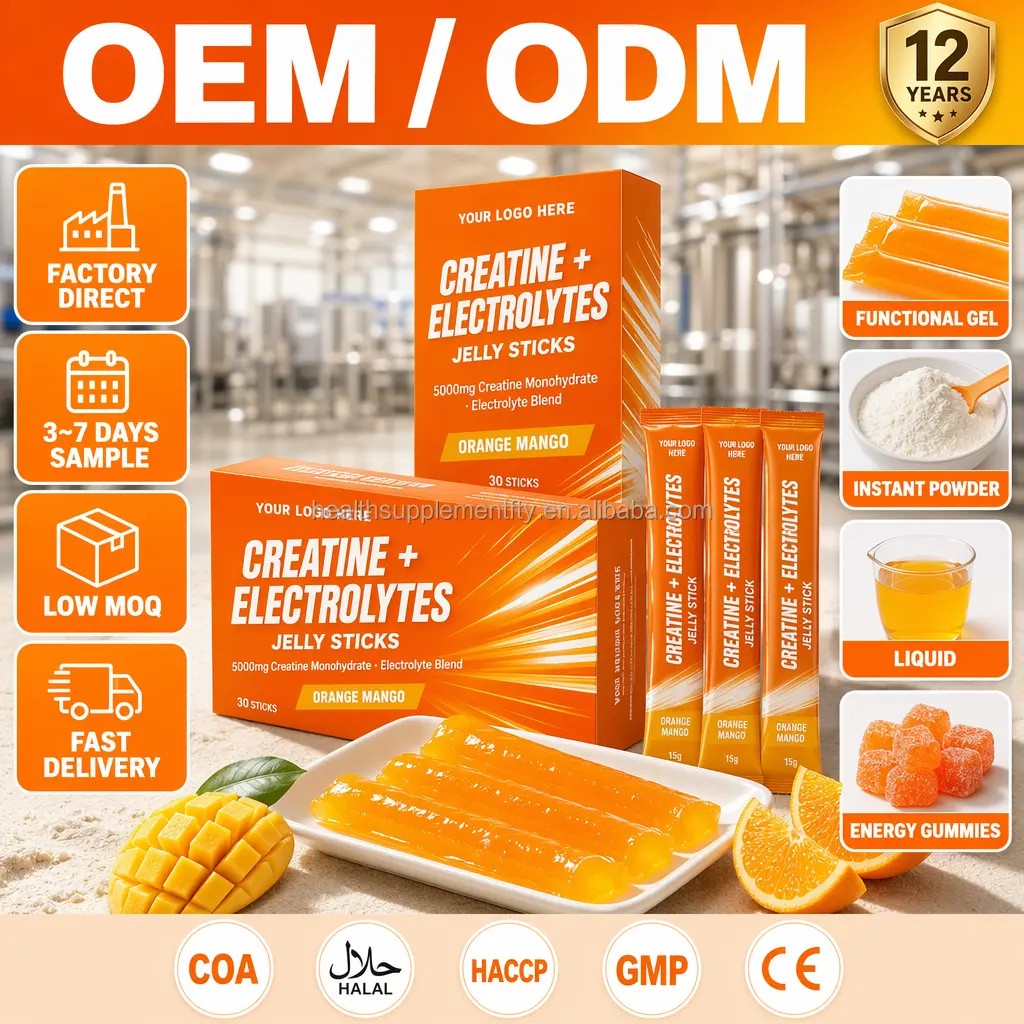 OEM Creatine Sachets Jelly Sticks Creatine Monohydrat Poudre Cutting Jelly Gel Sport Nutrition Herbal Energy Supplement Factory