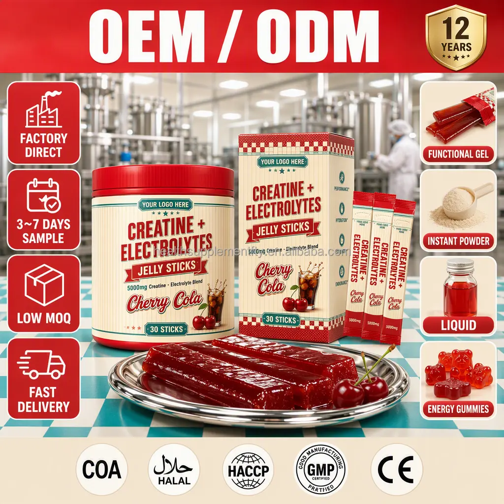 OEM Creatine Jelly Sticks Creatine Monohydrat Electrolytes Pre Workout Cutting Jelly Sports Nutrition Herbal Supplement Factory