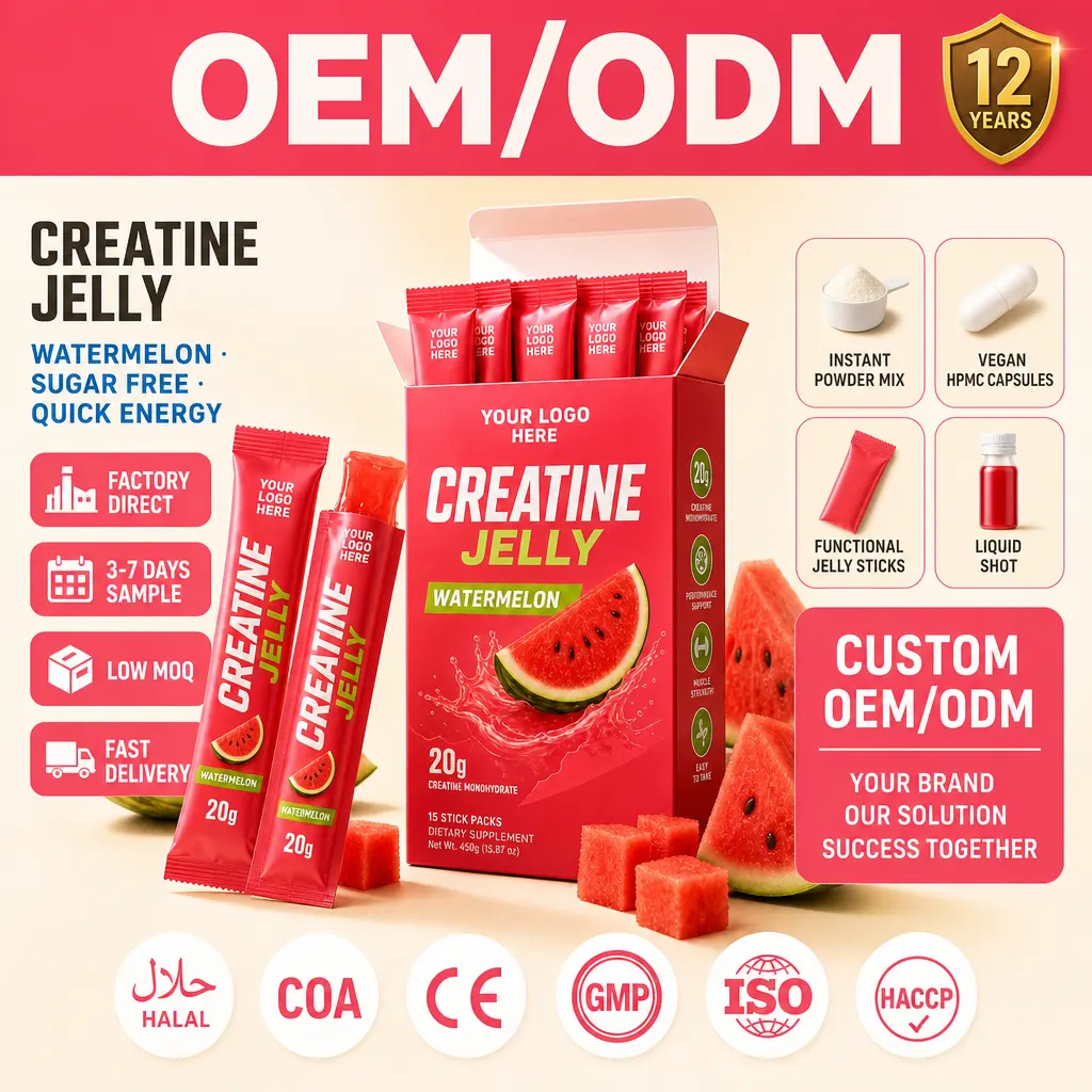 OEM Halal Creatine Jelly Stick Creatine Monohydrate Electrolytes Gel Nutritional Sport Nutrition Herbal Supplement Manufacturer