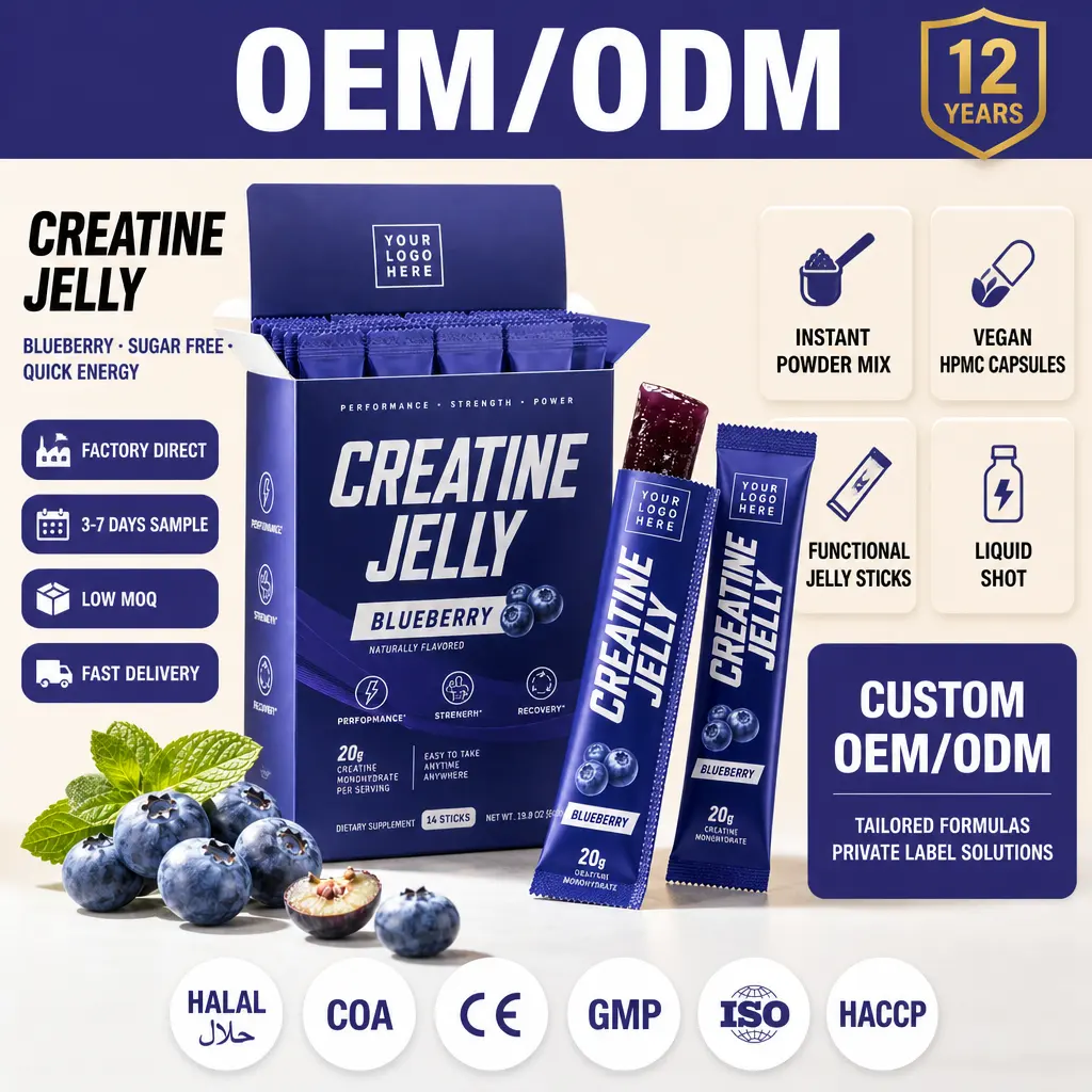 OEM Halal Creatine Jelly Sticks Creatine Monohydrate Gel Big Hip and Butt Nutritional Sports Nutrition Herbal Energy Supplement