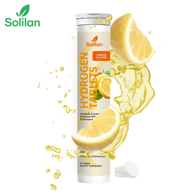 OEM 15 Tablets Private Label Lemon Flavor H2 Molecular Hydrogen Water Effervescent Tablets with Creatine & NAC & Resveratrol