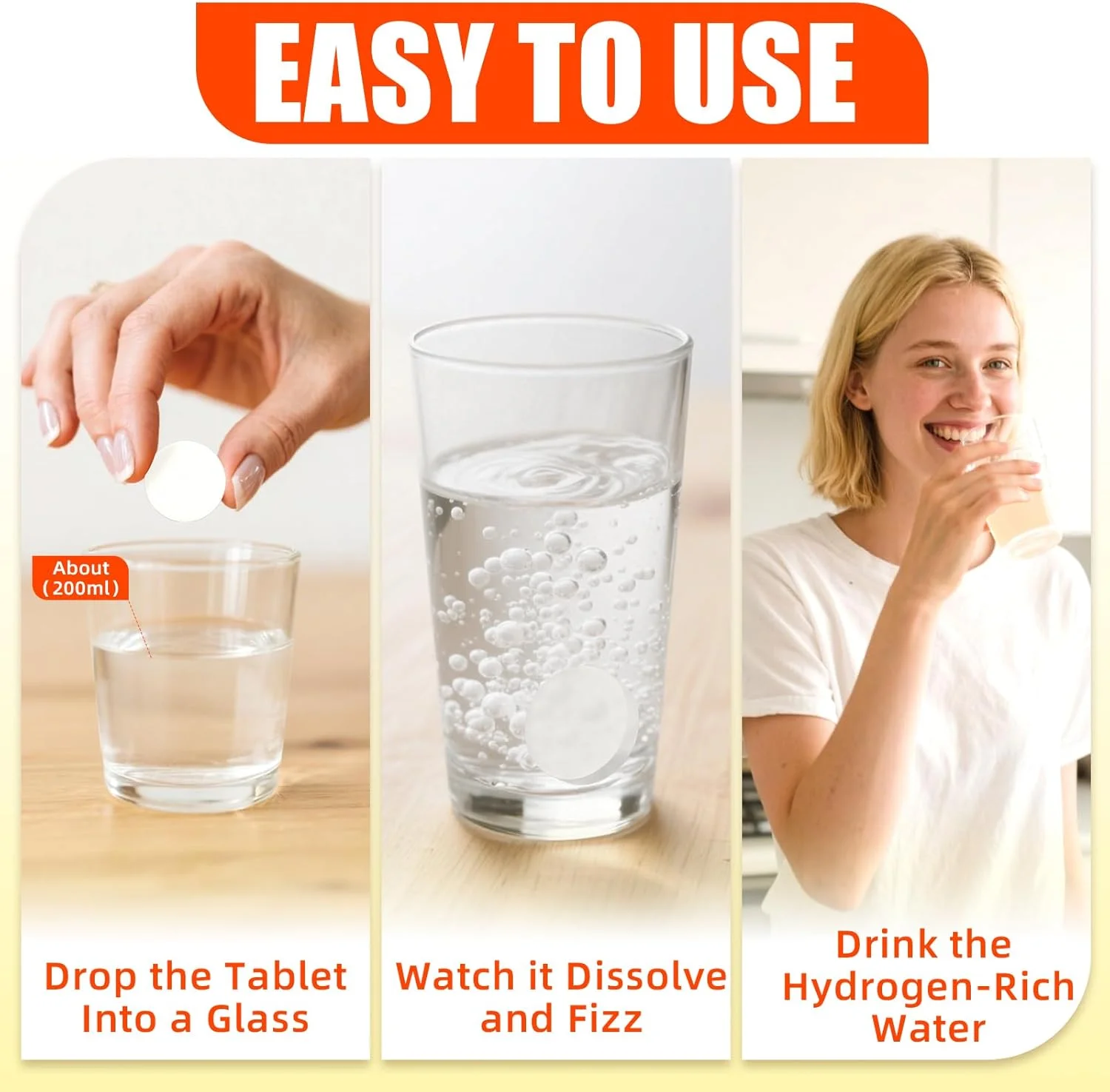 OEM 15 Tablets Private Label Lemon Flavor H2 Molecular Hydrogen Water Effervescent Tablets with Creatine & NAC & Resveratrol