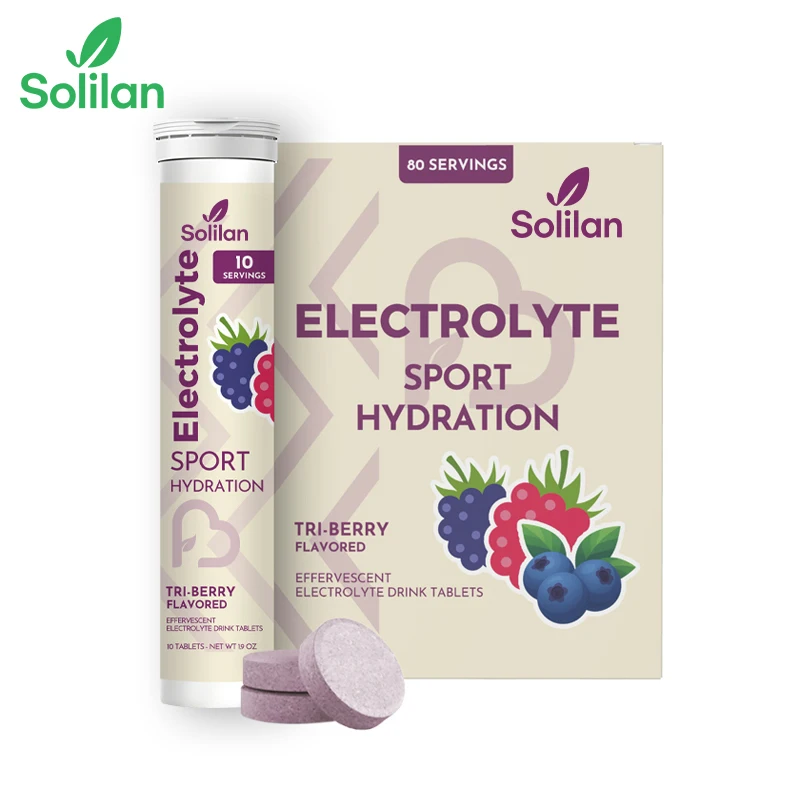 OEM Private Label Bulk Wholesale Natural Tri-Berry Flavor Sugar-Free Effervescent Electrolytes Hydration Halal Sports Nutrition