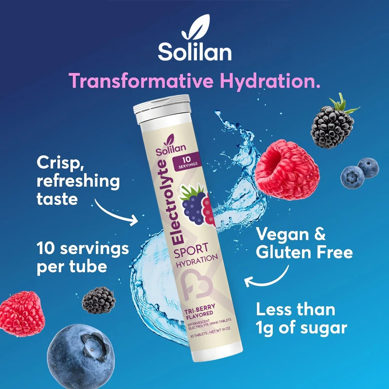 OEM Private Label Bulk Wholesale Natural Tri-Berry Flavor Sugar-Free Effervescent Electrolytes Hydration Halal Sports Nutrition