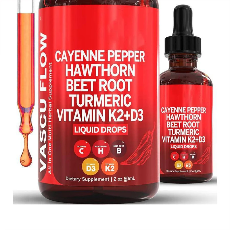 Perseek Cayenne Pepper Supplement Oral Liquid Drops Hawthorn Berry Vitamin D3 K2 Beet Root Powder Ceylon Cinnamon Turmeric Adult