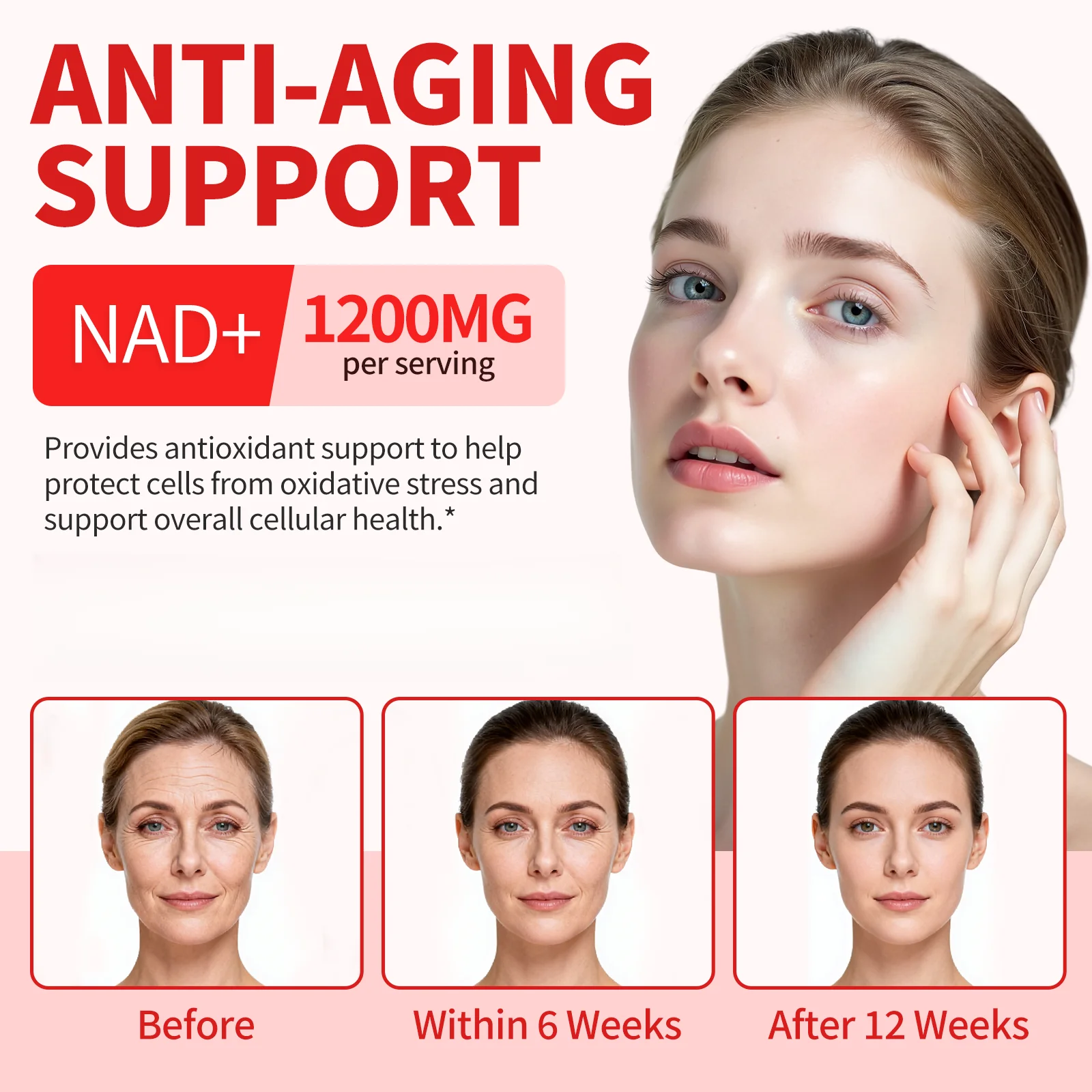 NAD Supplements 1200mg NAD+ Drink 15ml Energy Focus Liquid Nicotinamide Riboside DNA Repair Anti-Aging Supplement for Men Women