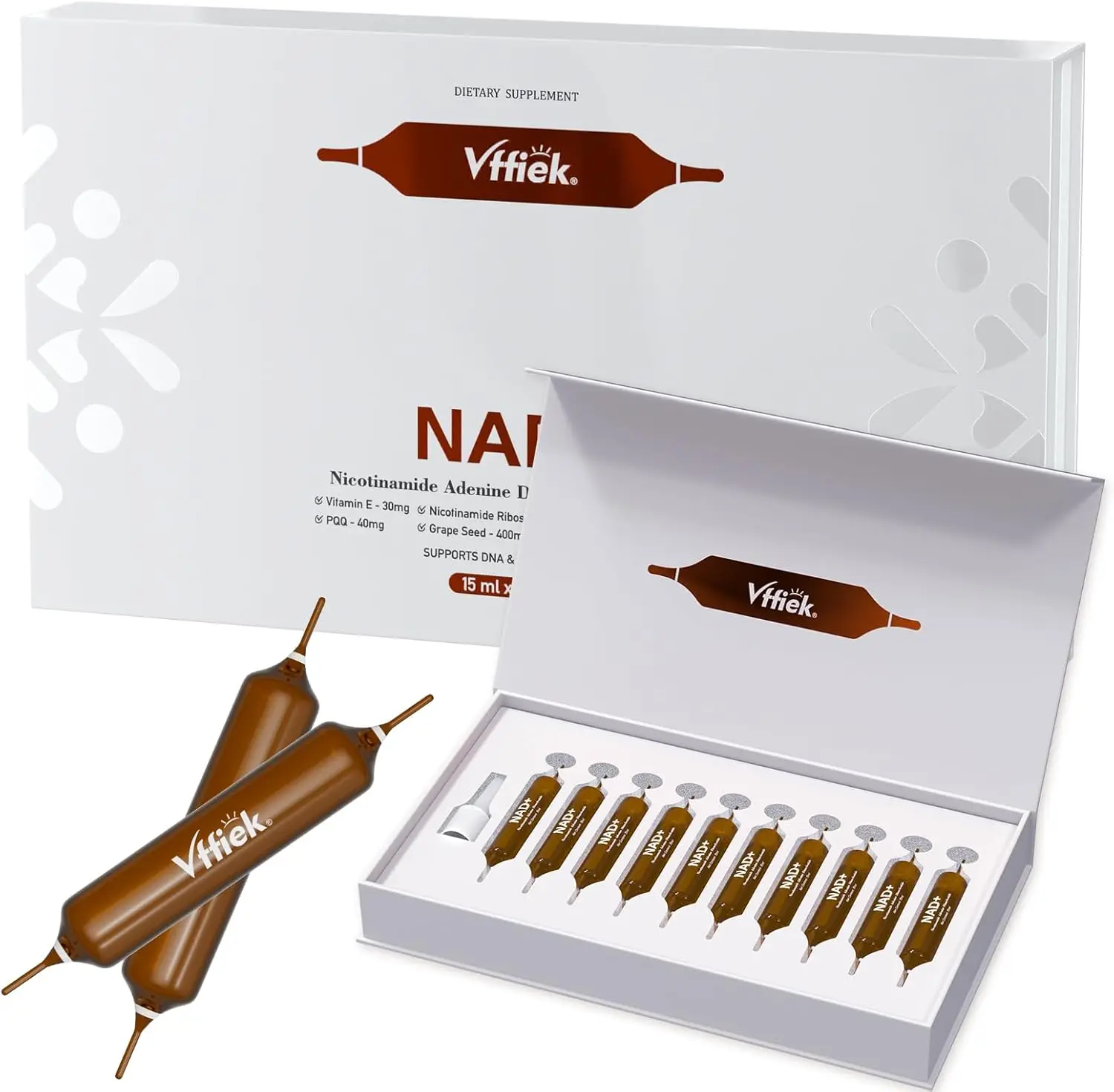 NAD+ Boost Supplement 15ml 10 Count Nicotinamide Riboside DNA Repair Anti-Aging for Adult Men Women