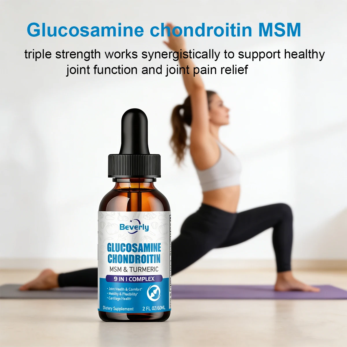 OEM Glucosamine Chondroitin MSM Turmeric Liquid Drops 9in1 Joint Support Supplement for Mobility Flexibility Cartilage Health