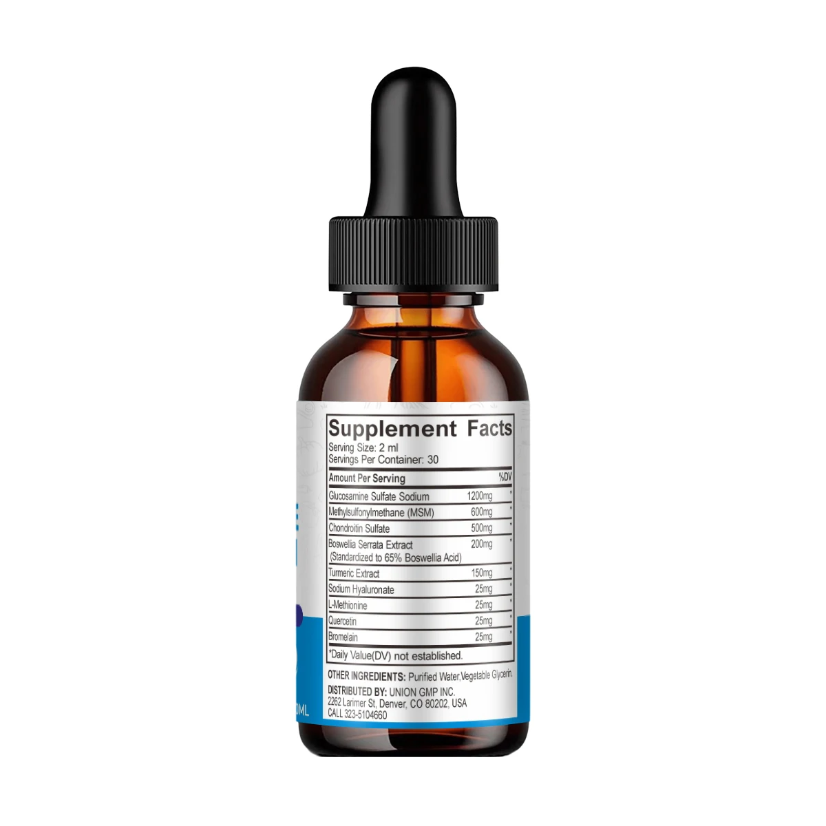 OEM Glucosamine Chondroitin MSM Turmeric Liquid Drops 9in1 Joint Support Supplement for Mobility Flexibility Cartilage Health