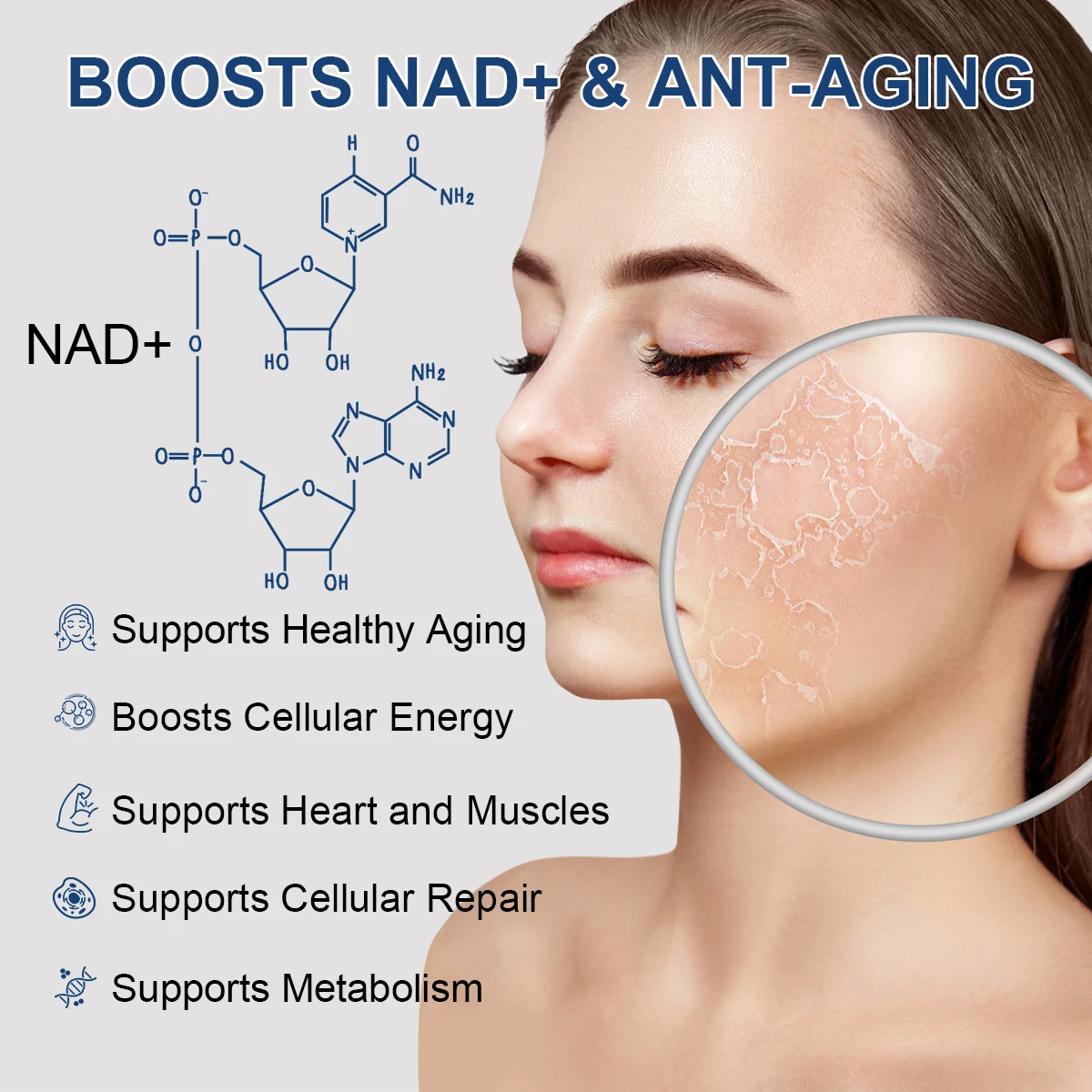Women's Adult Liposomal NAD+ Oral Liquid Drops | 500mg NAD+ with Resveratrol & TMG | Boost Energy & Anti-Aging 60mL